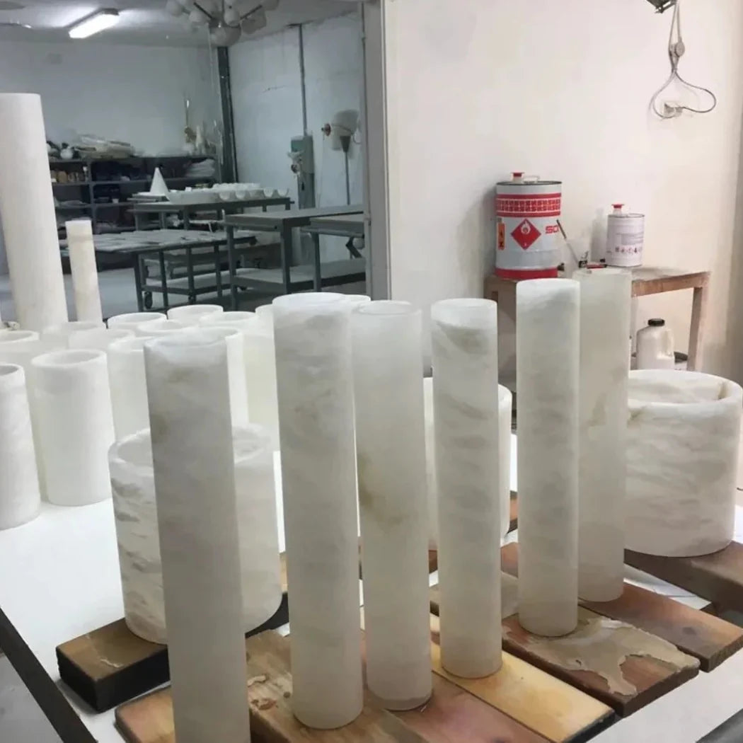 Alabaster Cylindrical Sconce