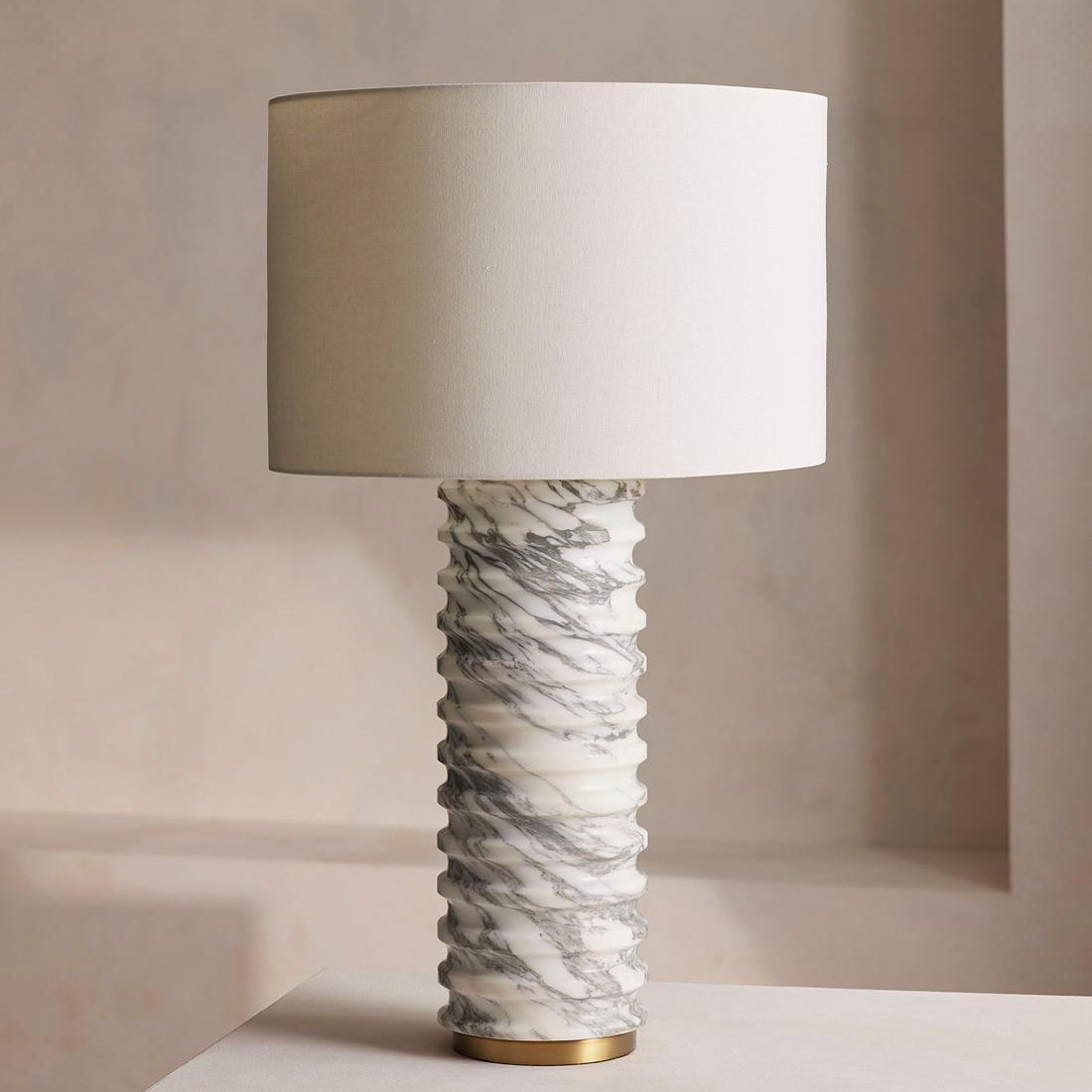 Casper Table Lamp, Arabescato Corchia