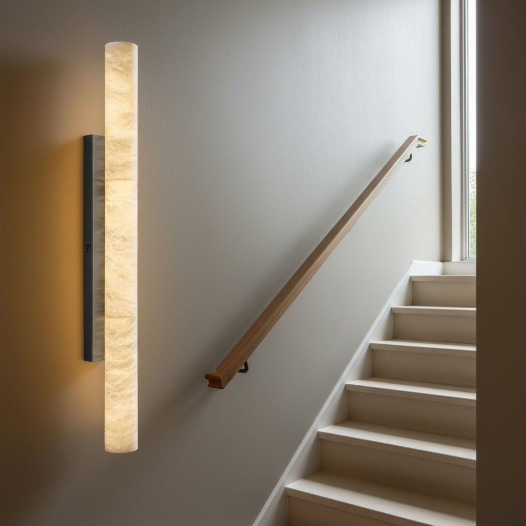 Alabaster Cylindrical Sconce