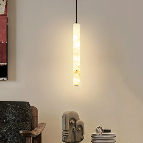 Alabaster Cylindrical Pendant Light