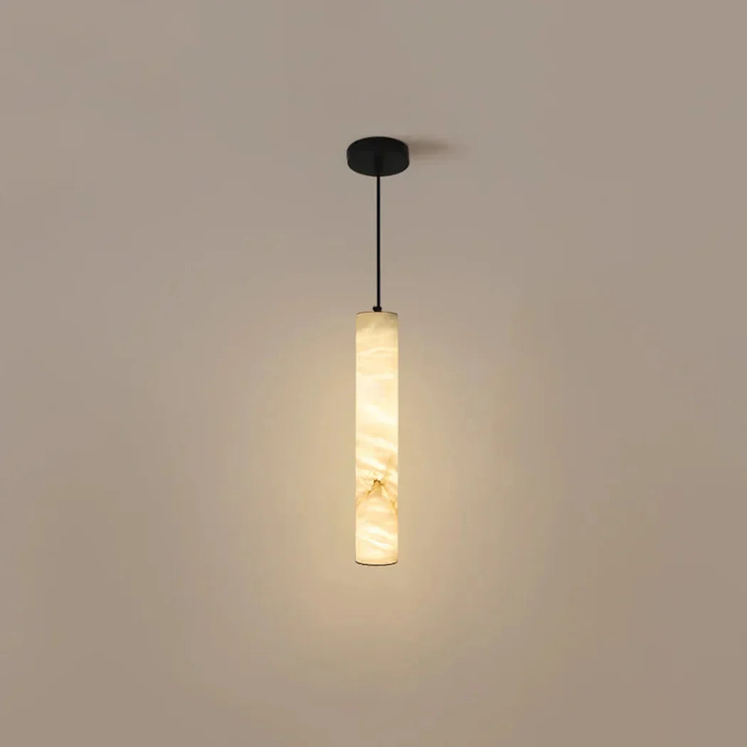 Alabaster Cylindrical Pendant Light