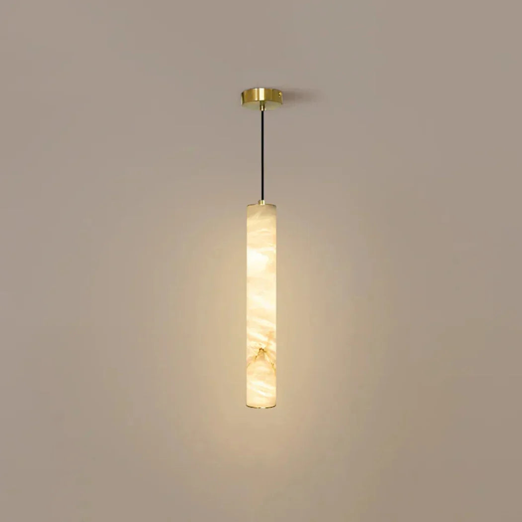 Alabaster Cylindrical Pendant Light