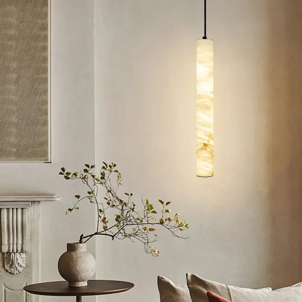 Alabaster Cylindrical Pendant Light