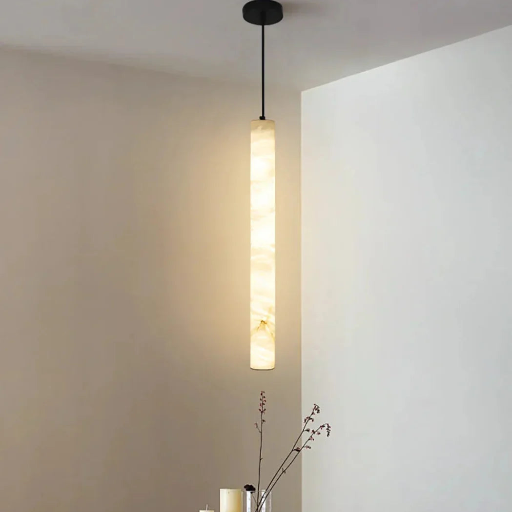 Alabaster Cylindrical Pendant Light