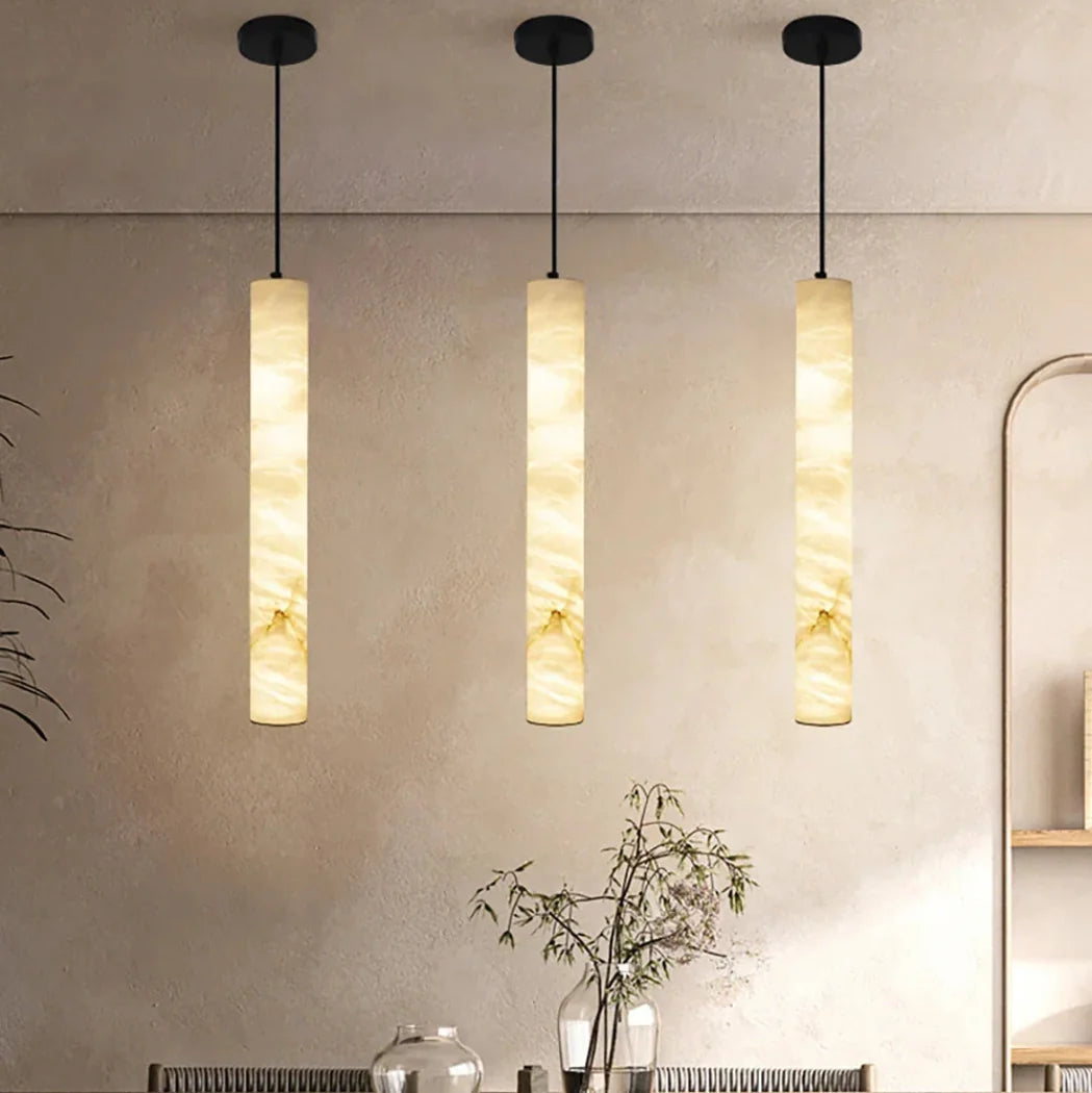 Alabaster Cylindrical Pendant Light