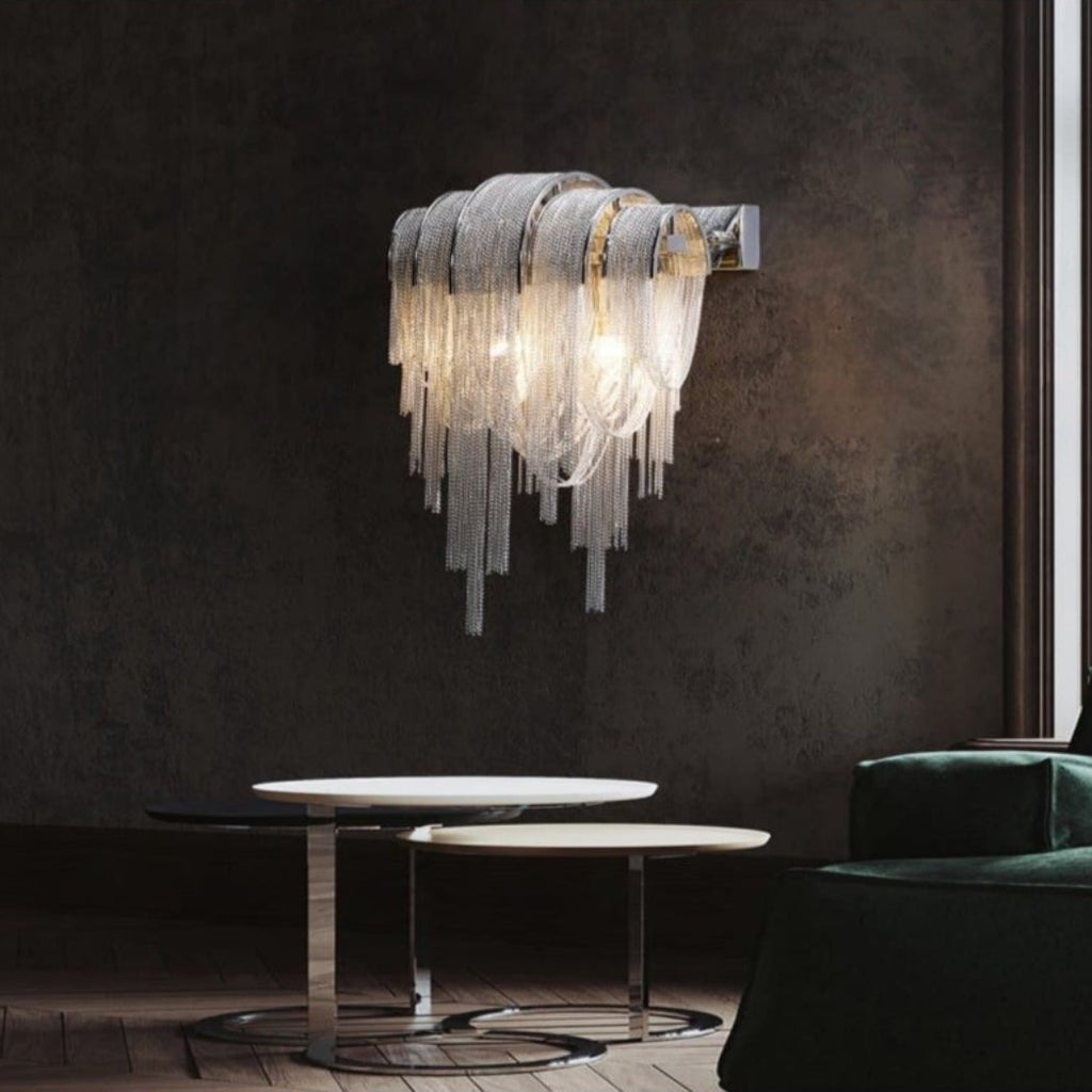 Alisa Luxury Plated Aluminum Chain Tassel Wall Sconce