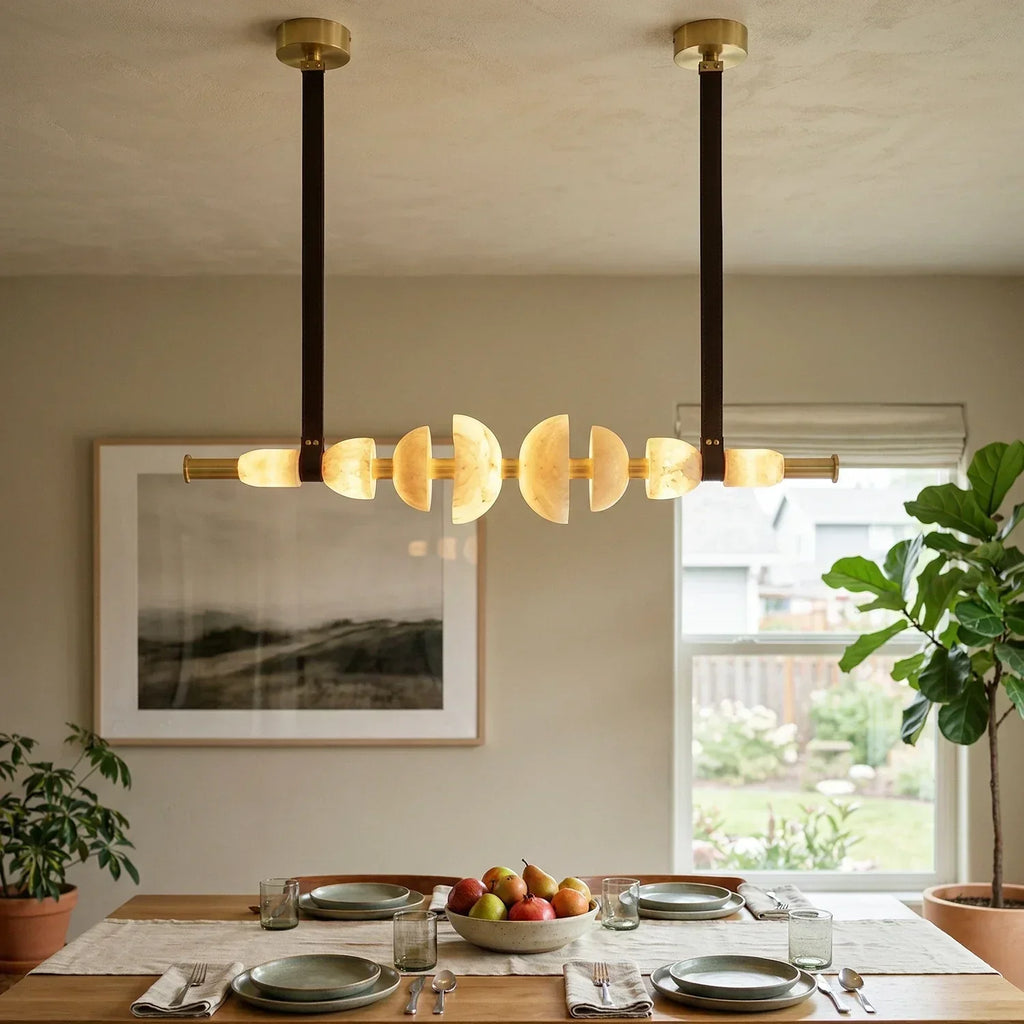 Leather Strap Alabaster Beaded Chandelier