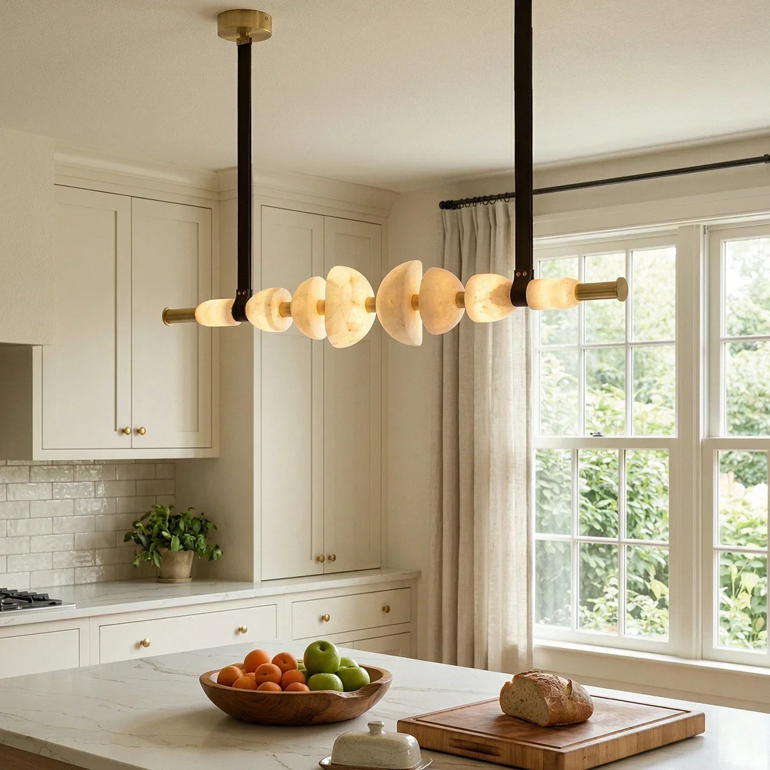 Leather Strap Alabaster Beaded Chandelier
