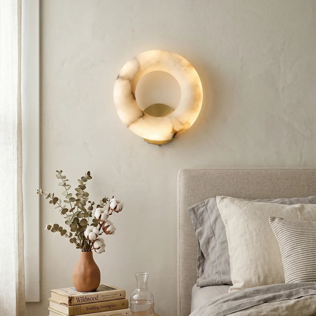 Alabaster Donut Ring Wall Sconce