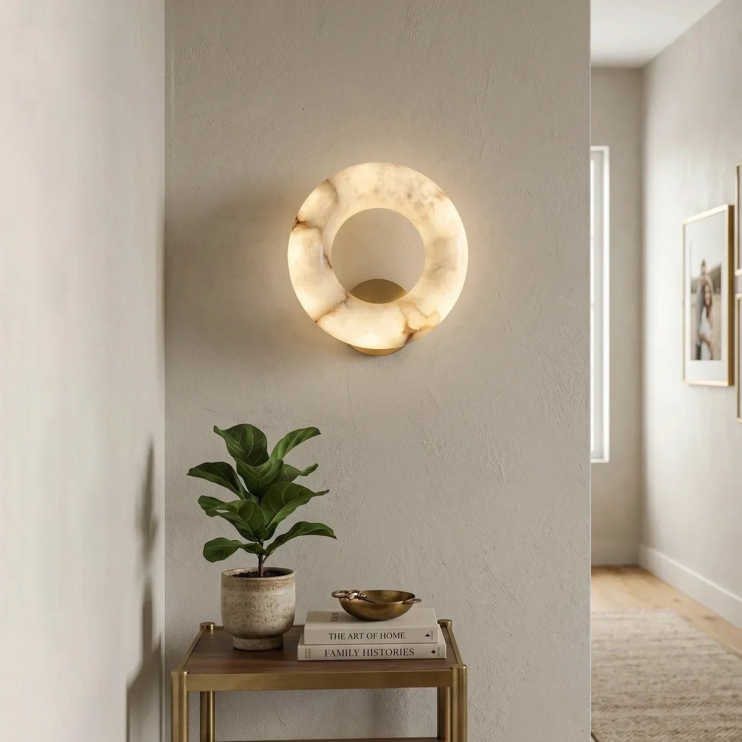 Alabaster Donut Ring Wall Sconce