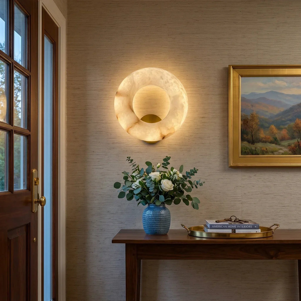 Alabaster Donut Ring Wall Sconce