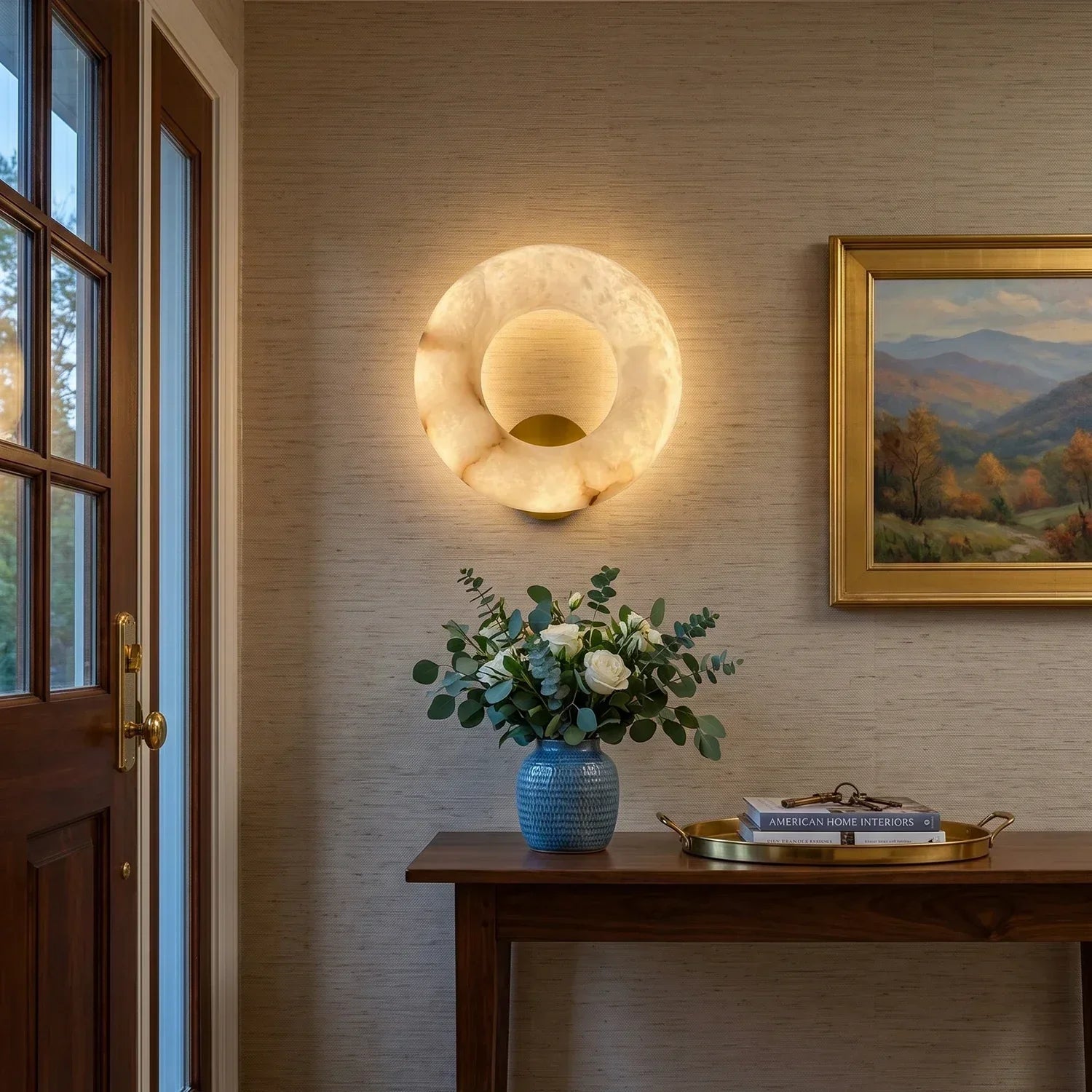Alabaster Donut Ring Wall Sconce