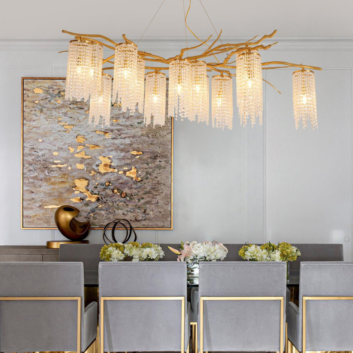 Forest Dawn Brass Branch Chandelier
