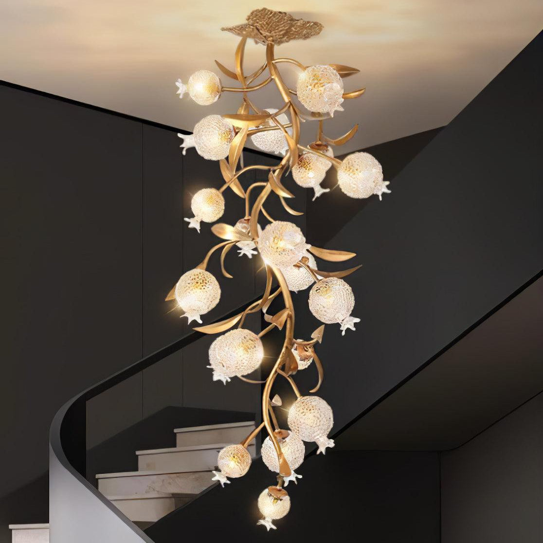 Pomegranate Brass Branch Chandelier