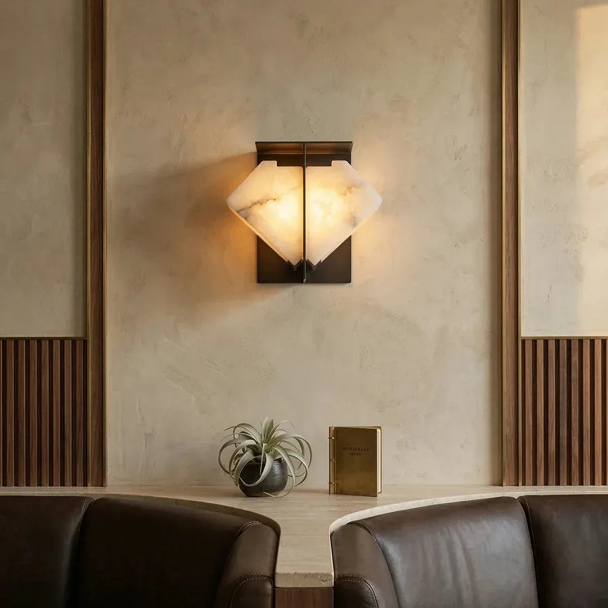 Alabaster Folded Halo Geometric Wall Sconce