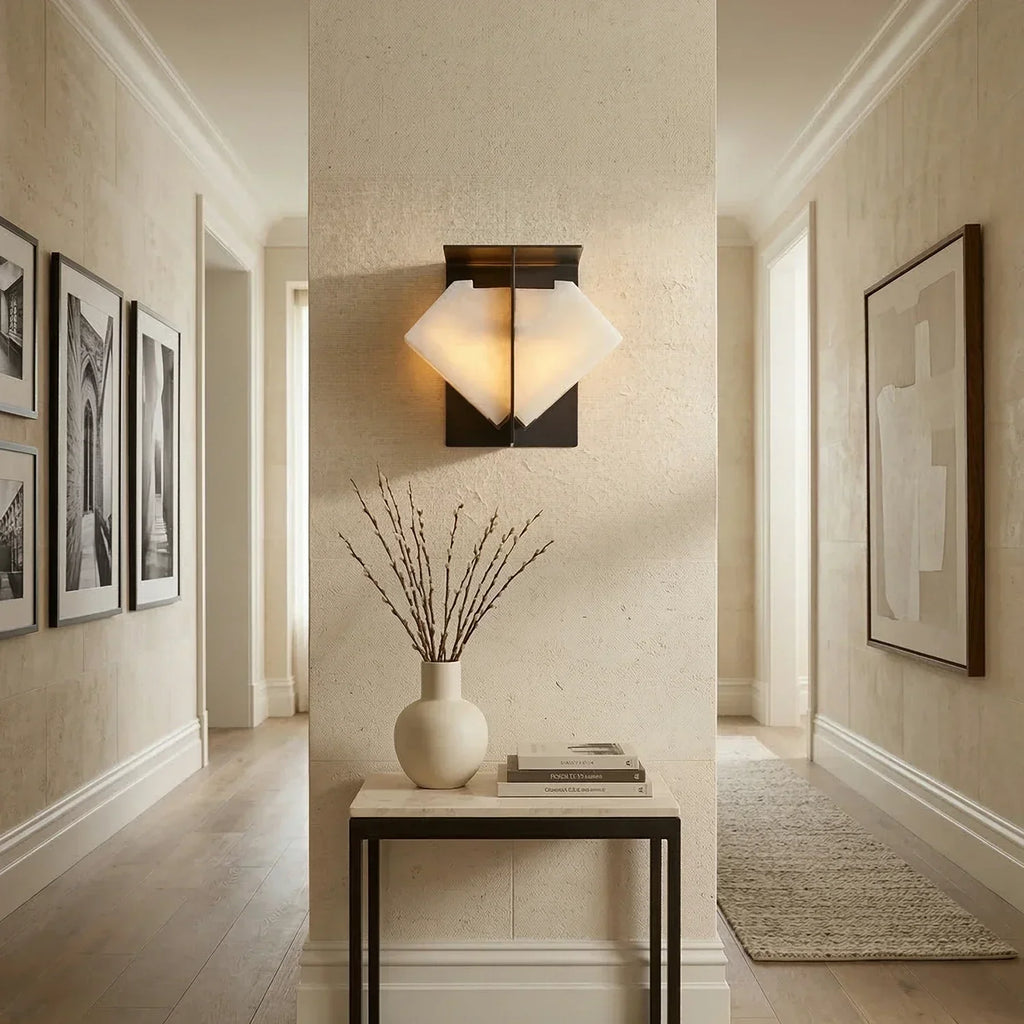 Alabaster Folded Halo Geometric Wall Sconce