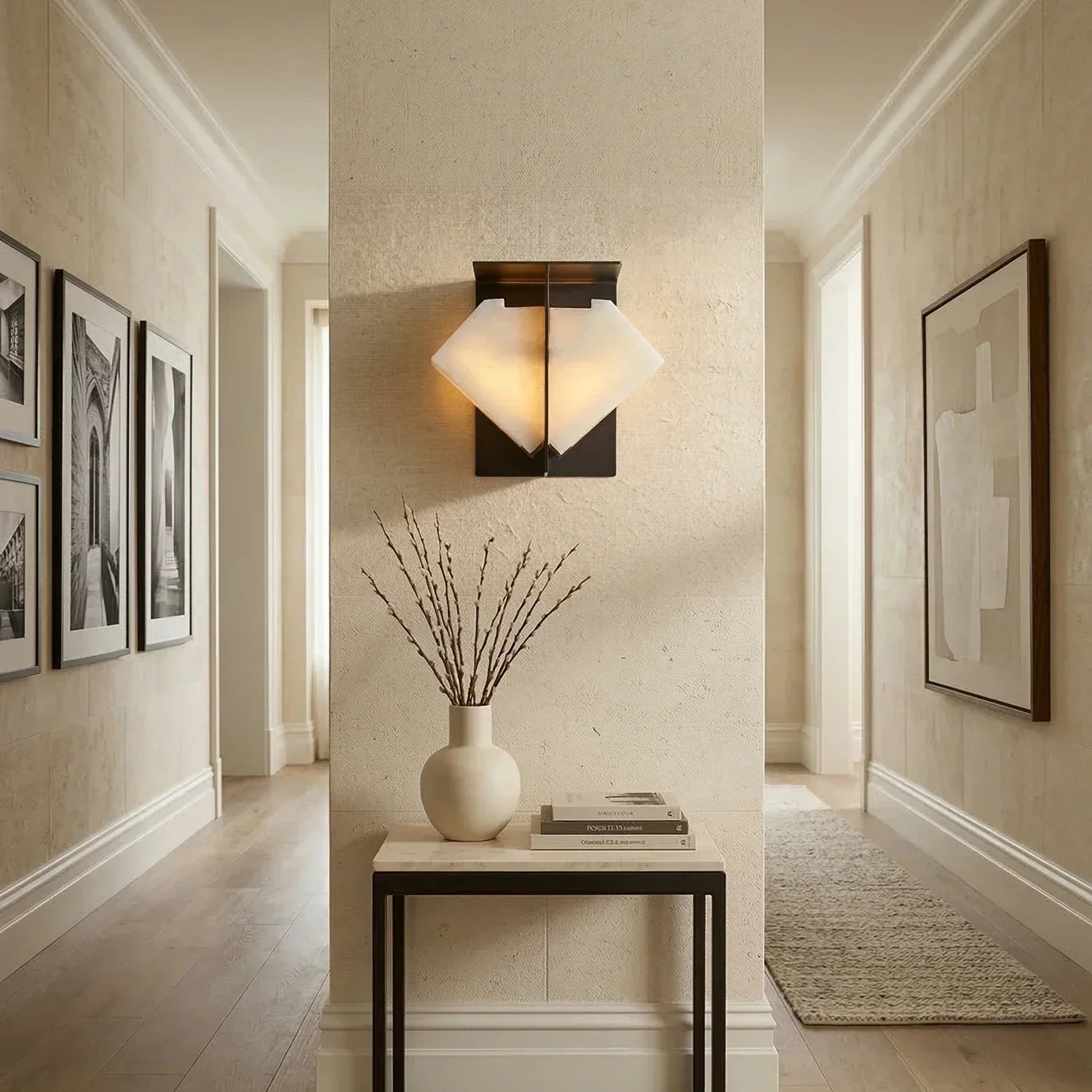 Alabaster Folded Halo Geometric Wall Sconce