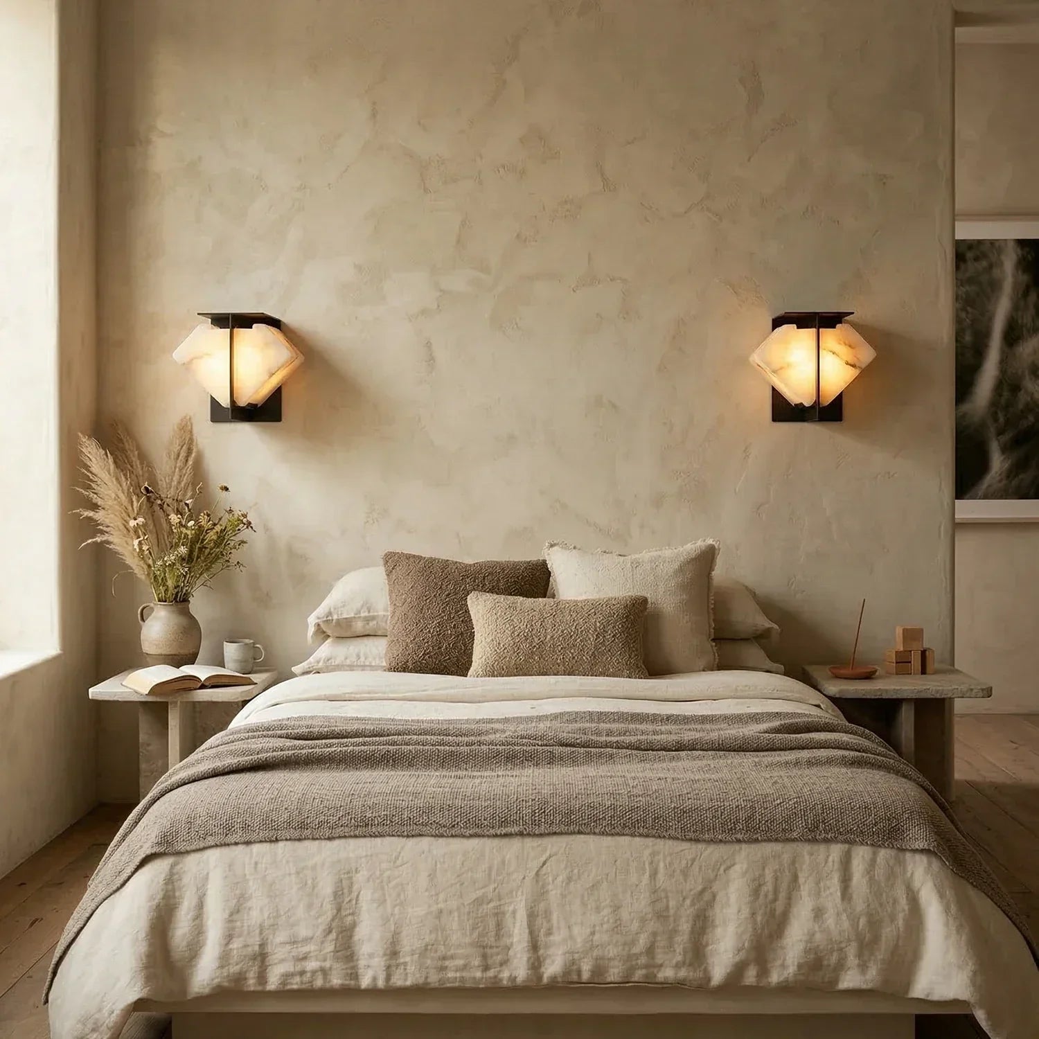 Alabaster Folded Halo Geometric Wall Sconce