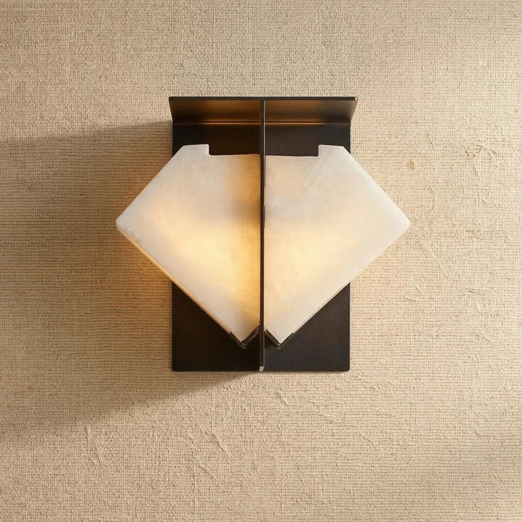Alabaster Folded Halo Geometric Wall Sconce