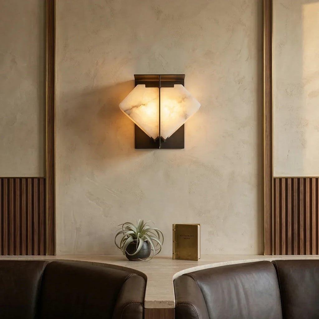 Alabaster Folded Halo Geometric Wall Sconce