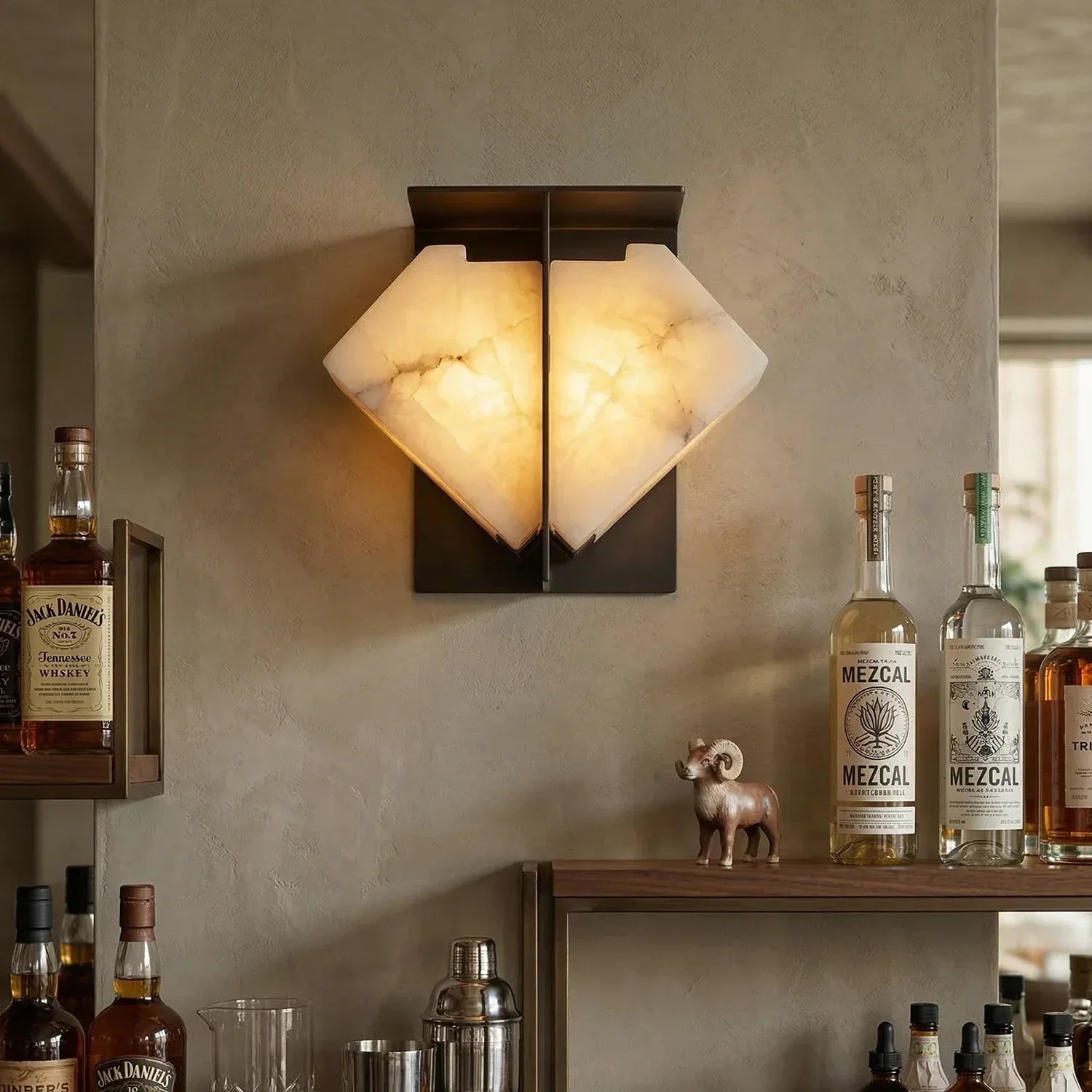 Alabaster Folded Halo Geometric Wall Sconce