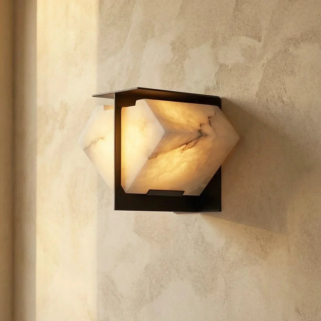 Alabaster Folded Halo Geometric Wall Sconce