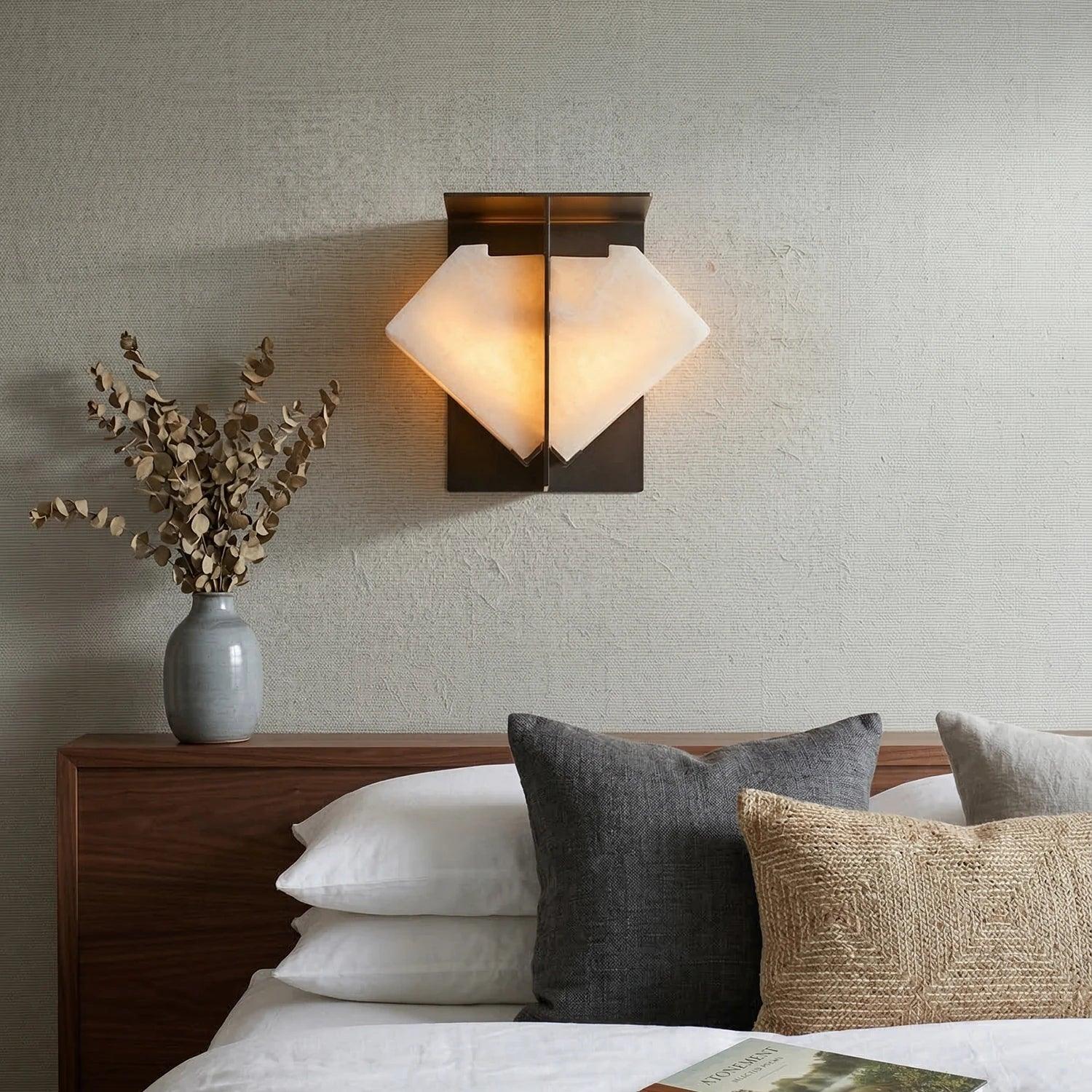 Alabaster Folded Halo Geometric Wall Sconce