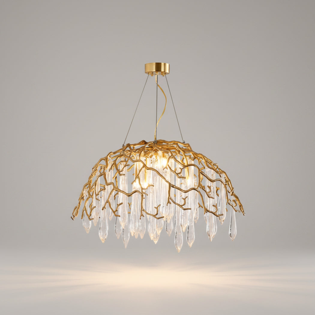 Aqua Dome Glass Branch Chandelier