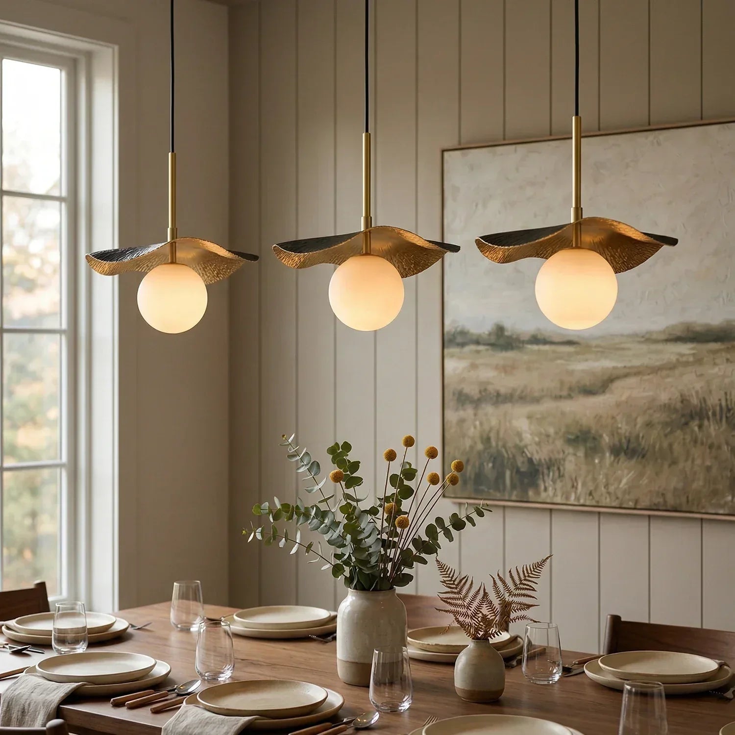 Alabaster Montera Brass Pendant Light