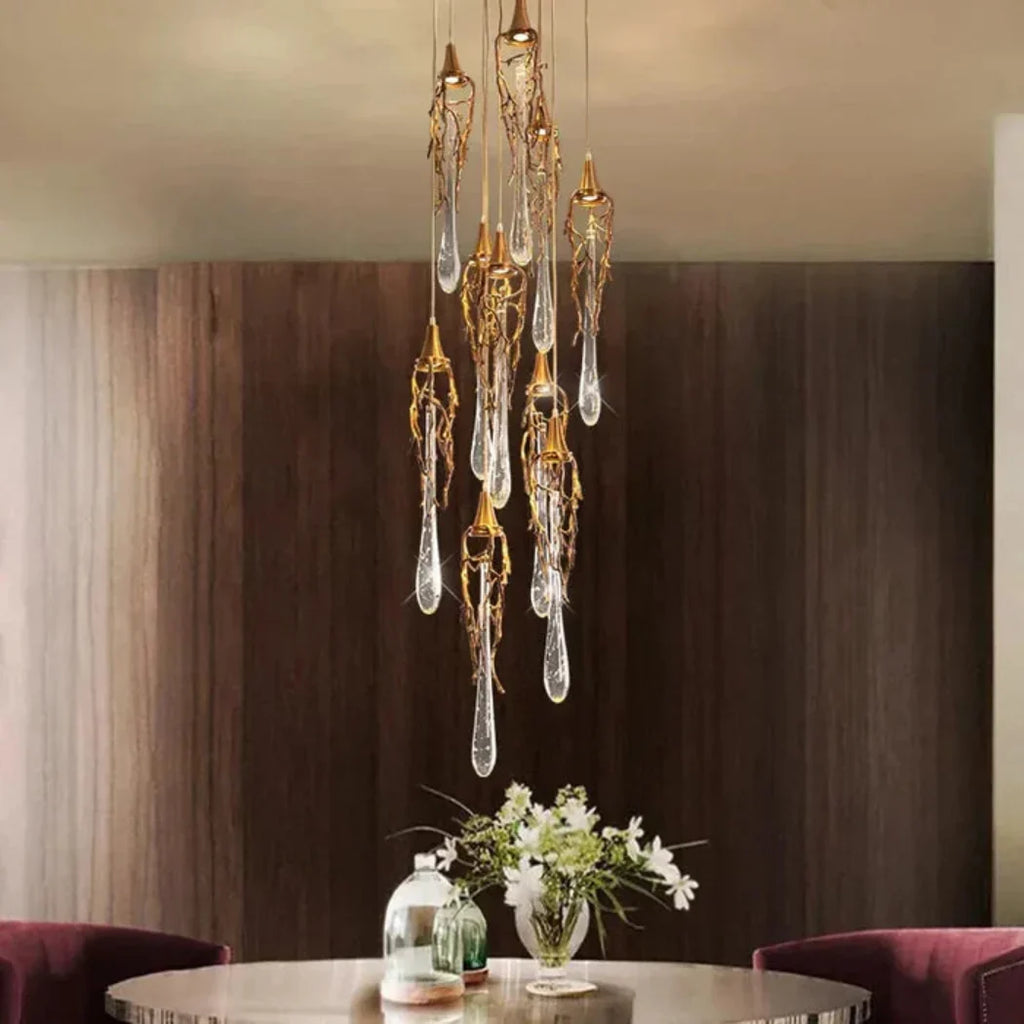 Stairwell Branch Strata Crystal Spiral Chandelier