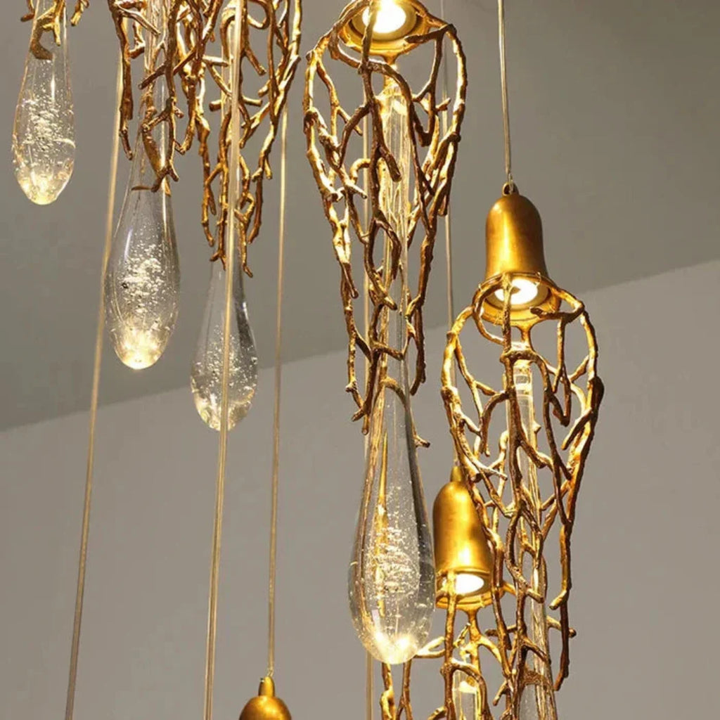 Stairwell Branch Strata Crystal Spiral Chandelier