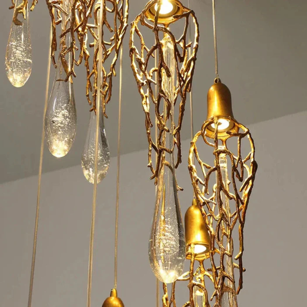 Stairwell Branch Strata Crystal Spiral Chandelier
