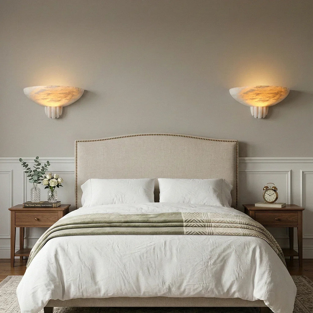 Half-Moon Rare Alabaster Art Wall Lamp