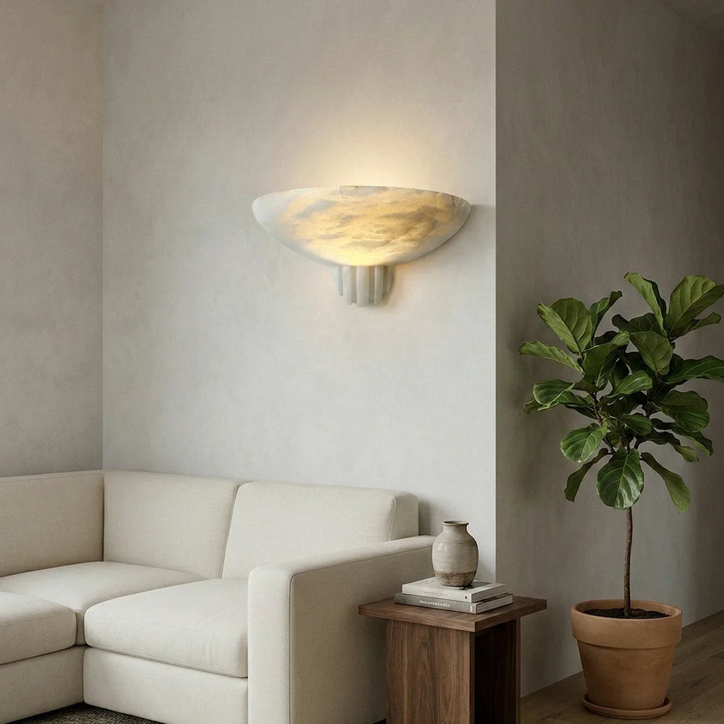 Half-Moon Rare Alabaster Art Wall Lamp