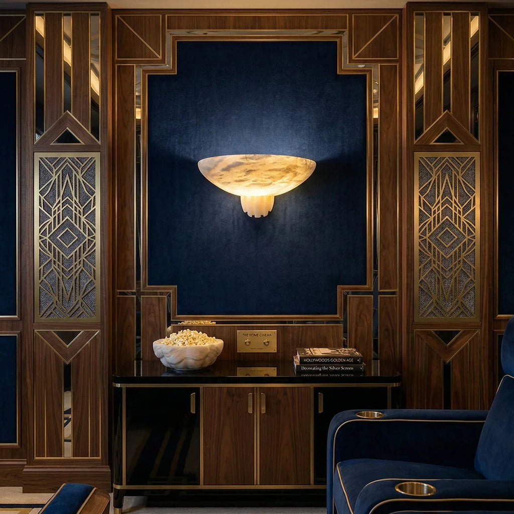 Half-Moon Rare Alabaster Art Wall Lamp