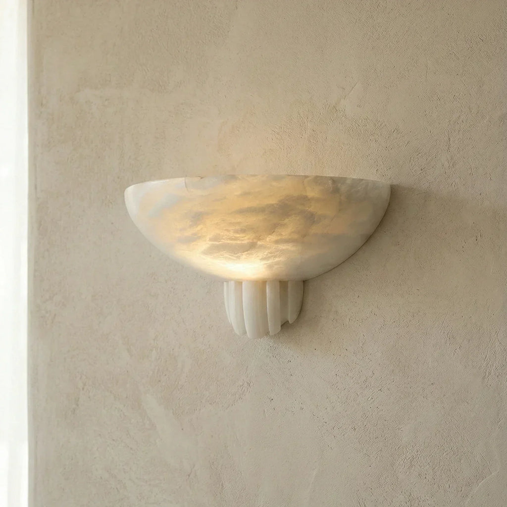 Half-Moon Rare Alabaster Art Wall Lamp
