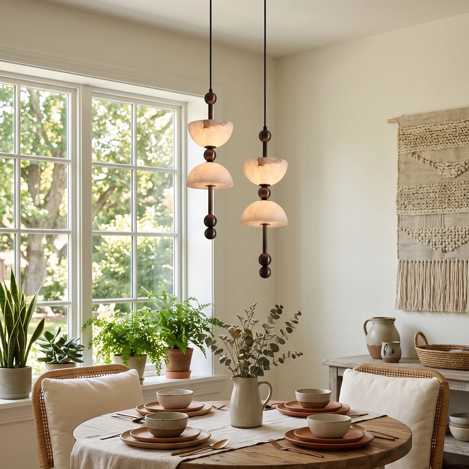 Hourglass Duo Alabaster Pendant Lamp
