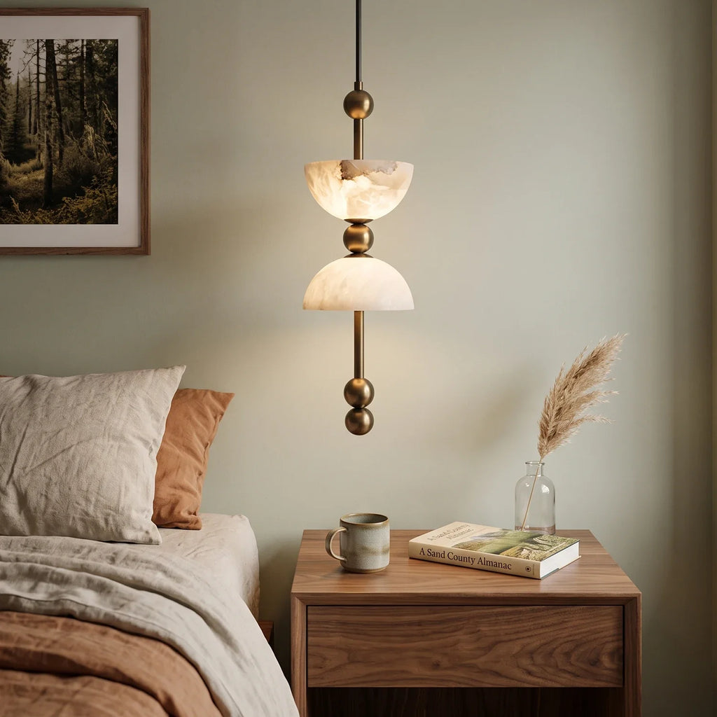 Hourglass Duo Alabaster Pendant Lamp