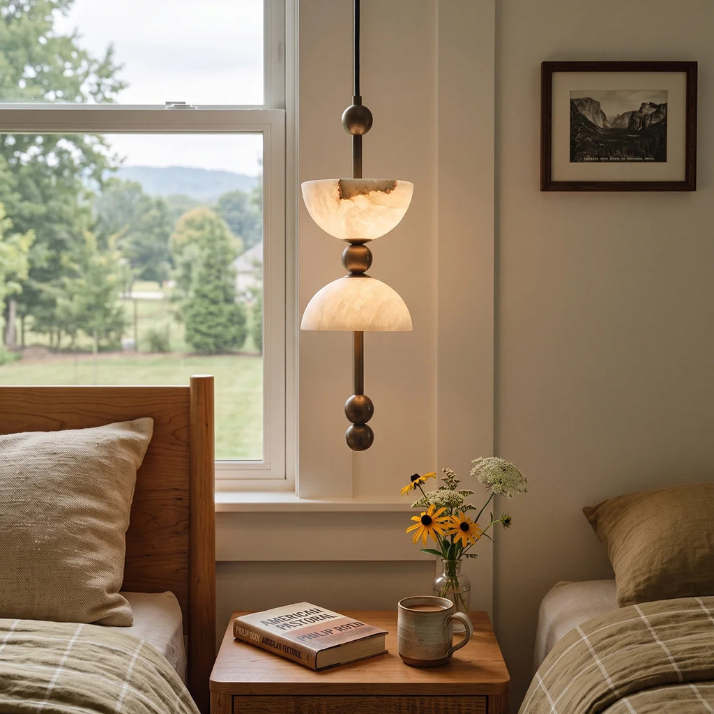 Hourglass Duo Alabaster Pendant Lamp