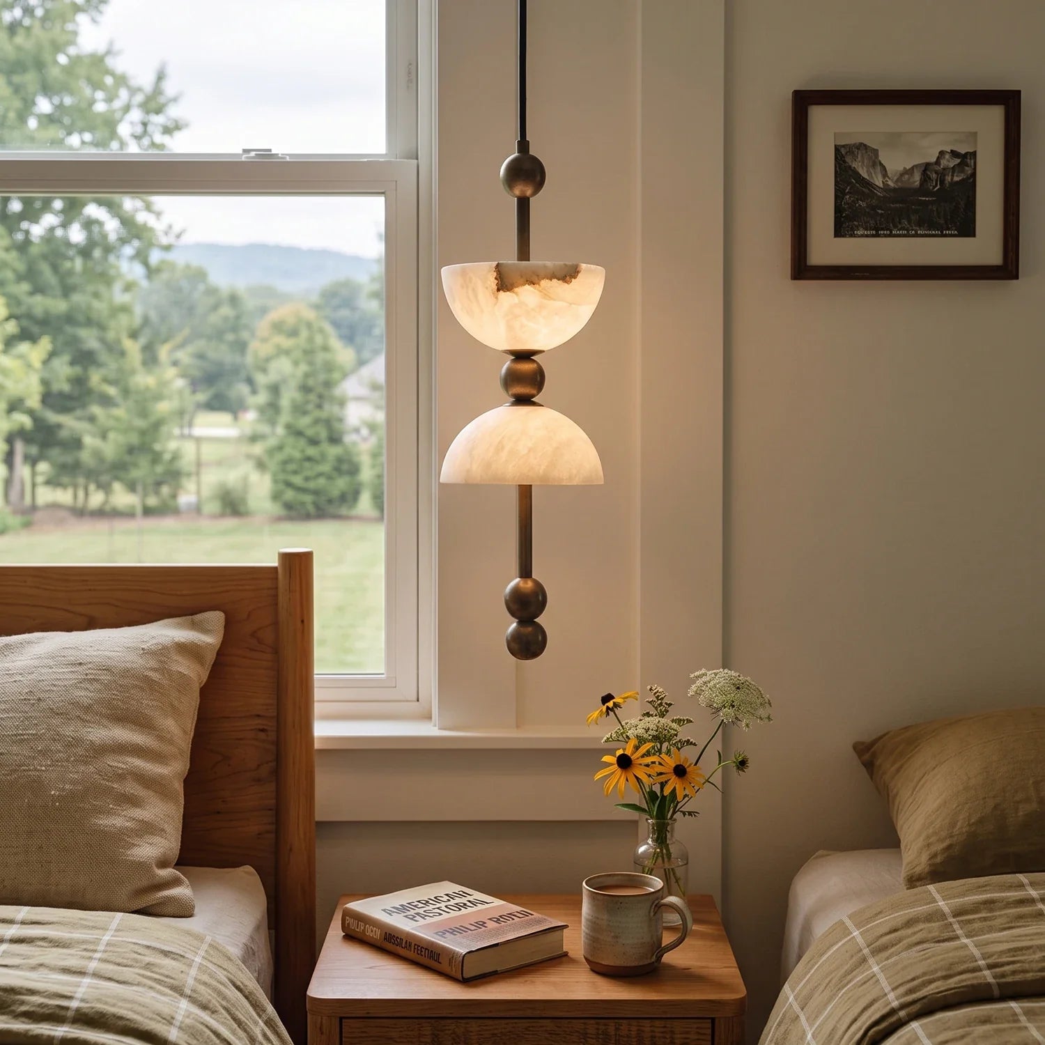 Hourglass Duo Alabaster Pendant Lamp