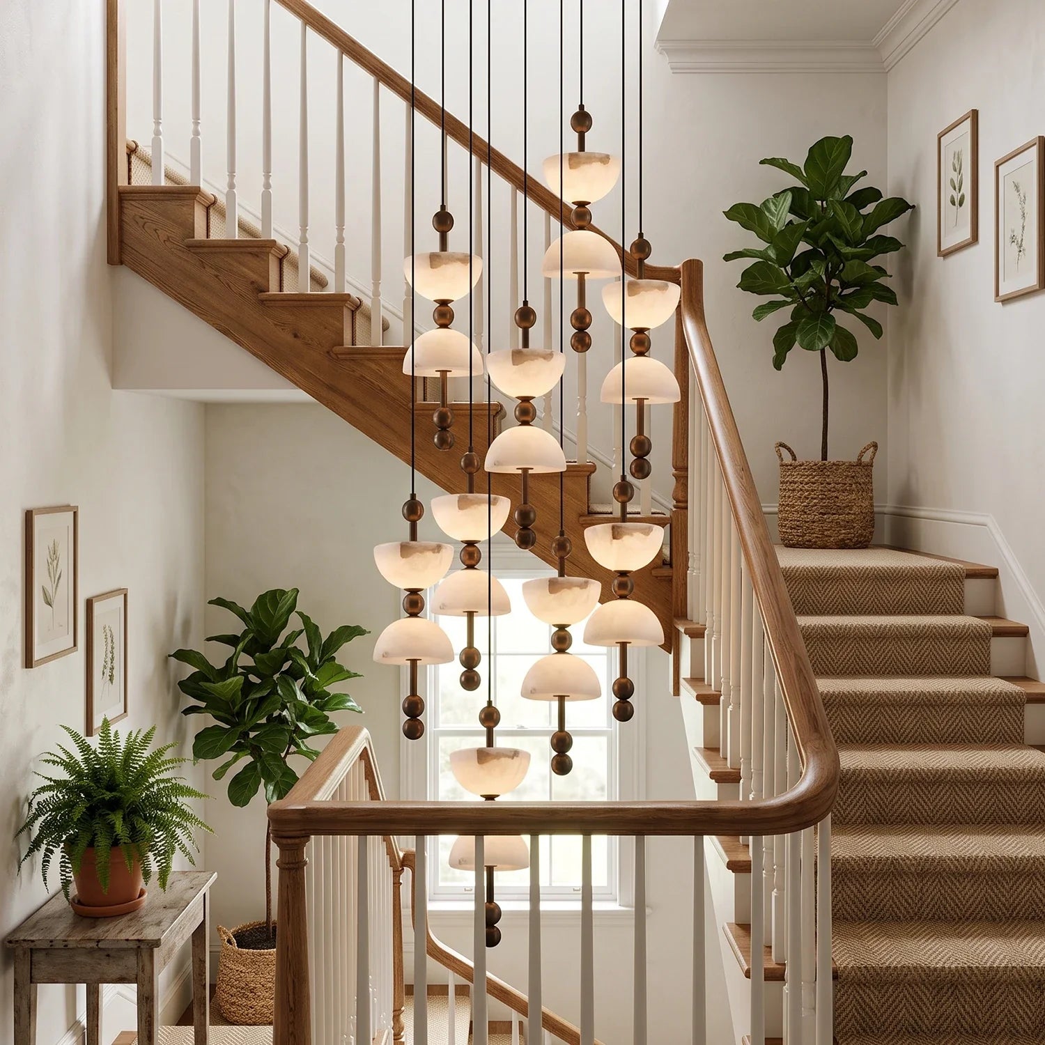 Hourglass Duo Alabaster Pendant Lamp